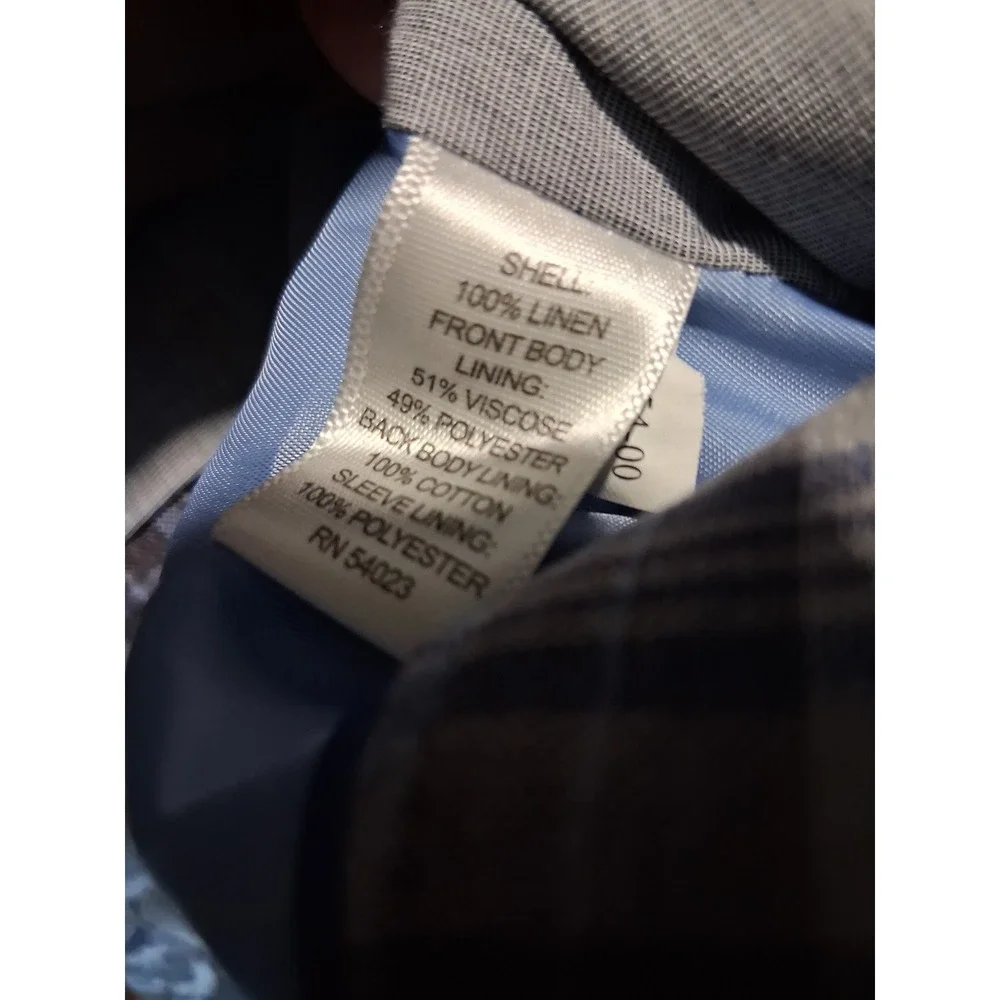 Banana Republic 100% Linen Plaid Mens size 42R Preppy Classic Career Suit Blazer